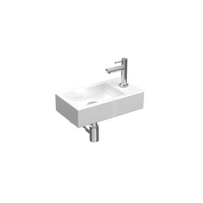 INK Pack lavabo porcelaine trou de robinet à droite incl. robinet de lavabo, siphon design et bonde design