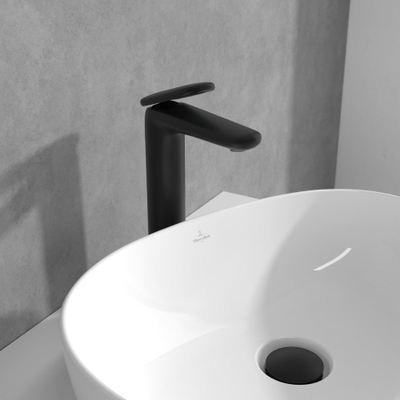 Villeroy & Boch Antao ensemble de robinet à une poignée - rehaussé - avec bonde clic clac - noir mat