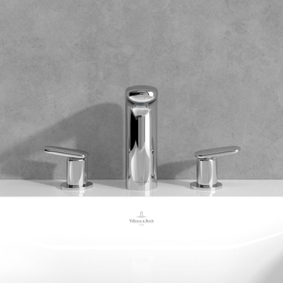 Villeroy & Boch Antao 3 gats wastafelmengkraan - met push open plug - hoogglans chroom