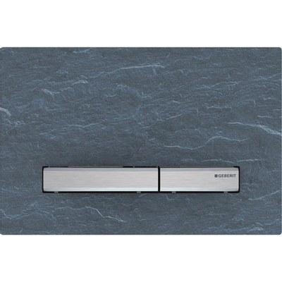 Geberit Sigma50 bedieningsplaat - 2-toets spoeling - vierkant - chroom/Schiefer - structuur leisteen mustang (grijs)
