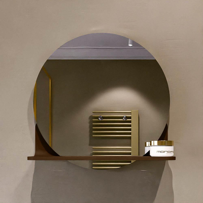 Mondiaz SPOT spiegel – Ø40 cm – met planchet – Rust (bruin)