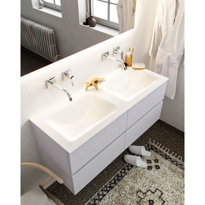 Mondiaz VICA ensemble de meuble de salle de bain - 120cm - cale - 4 tiroirs - lavabo cloud double - sans trou de robinet - miroir LED - version XL 60cm de haut