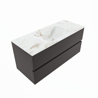 MONDIAZ VICA-DLUX Badkamermeubelset - 110cm - onderkast dark grey - 2 lades - inbouw wastafel cloud midden - 1 kraangat - 60cm hoge versie - frape