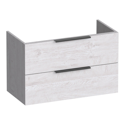 BRAUER Elevate meuble sous lavabo peu profond 80 excl. poignées à poser 2 tiroirs softclose et 1 découpe pour le siphon - Forest Seashell