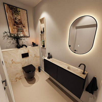 MONDIAZ TURE-DLUX Meuble toilette - 120cm - Urban - EDEN - vasque Frappe - position droite - 1 trou de robinet