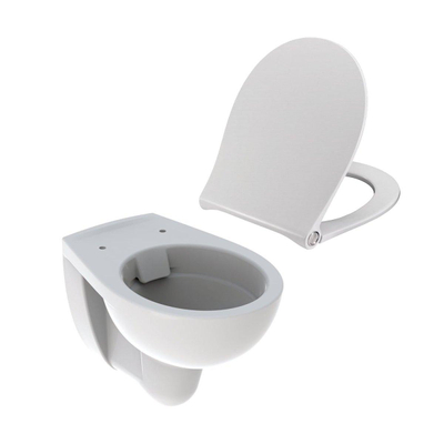 Geberit E-Con toiletset 52x35.5cm diepspoel rimfree met Pressalit closetzitting met softclosing en quickrelease wit