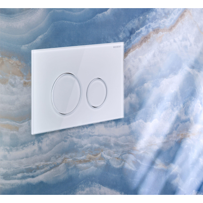 Plaque de commande Geberit Sigma40 - chasse d'eau à 2 boutons - rond - verre - blanc