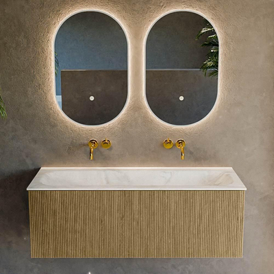 Mondiaz KURVE-DLUX Badkamermeubelset - 120x46x40cm - 1 lade - wastafel solid surface - midden - zonder kraangat - Dusk