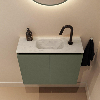 MONDIAZ TURE-DLUX 60cm toiletmeubel Army. EDEN wastafel Opalo positie midden. Met 1 kraangat.