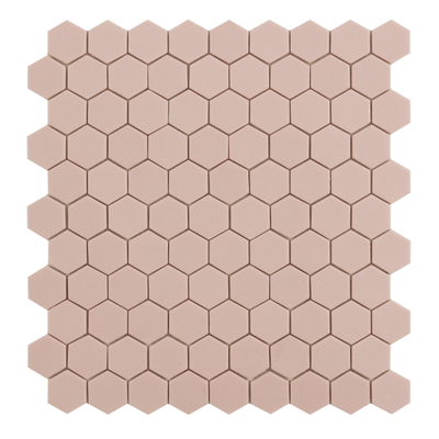 By Goof mozaiek hexagon pink 29.5x29.5cm Wandtegel Mozaiek Mat Roze