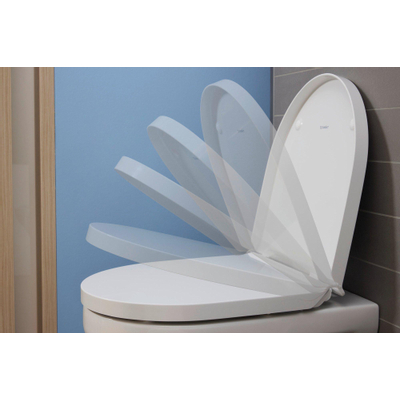 Duravit DuraStyle Basic WC-zitting 36.9x43.3x4.2cm compact met softclose met quickrelease Kunststof wit