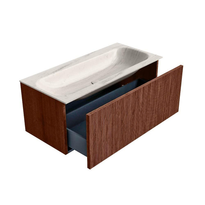 MONDIAZ KURVE-DLUX 100cm badmeubel kleur Ruby met 1 lade en 0 deuren. Wastafel BIG MEDIUM Midden 1 kraangat Meli.