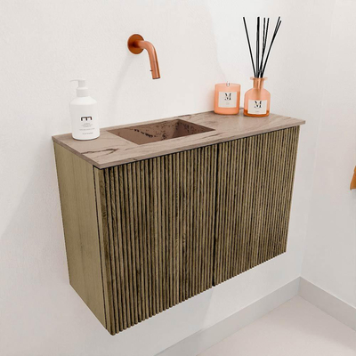 Mondiaz JOYA-DLUX 60cm meuble de toilette - couleur Dusk - Vasque FAYE position Gauche Sans trou de robinet couleur Arena