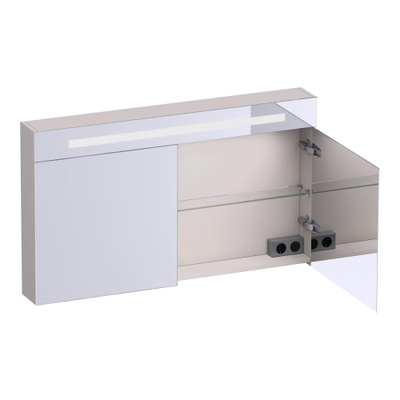 BRAUER Promise Deluxe armoire de toilette - 120x70x15cm - avec éclairage - 2 portes miroir double face - mat sable