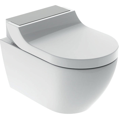 Geberit AquaClean WC Japonais Tuma Confort complet avec Rimfree cuvette murale Inox brossé blanc brillant
