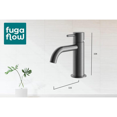 FugaFlow Eccelente Bec Robinet lave-mains - 14.4cm - à poser - 1 trou de robinet - noir mat