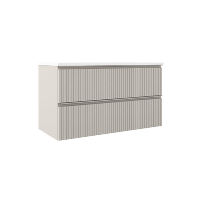 Saniclass Prime Blend Meuble sous vasque ensemble - 100x55x45.9cm - inclus lavabo - 2 tiroirs - intégrée poignée - mat cotton (beige)