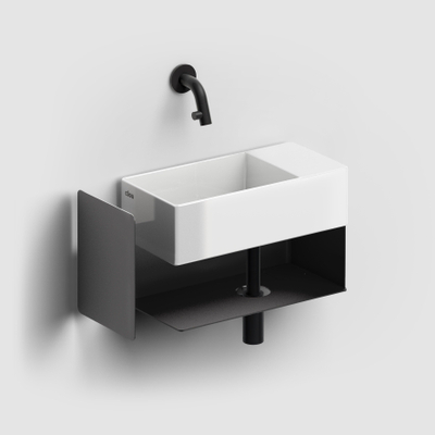 Clou New Flush Open Kast - 44x18x21.2cm - rechts - met handdoekhouder - zwart