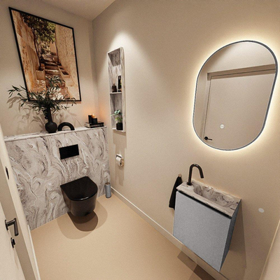 MONDIAZ TURE-DLUX 40cm toiletmeubel Plata. EDEN wastafel Glace positie rechts. Met 1 kraangat.
