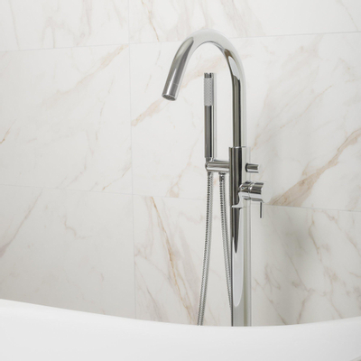 Crosswater Kai Lever staande badkraan - thermostatisch - 97.7cm - met handdouche - hoogglans chroom