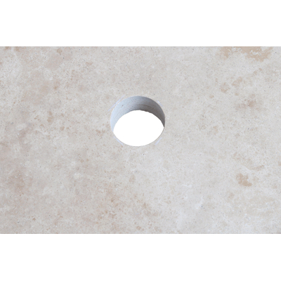 Saniclass Travertine Plan de vasque - 60x46cm - sans trous de robinet - 1 découpe pour siphon - pierre naturelle mouchetée