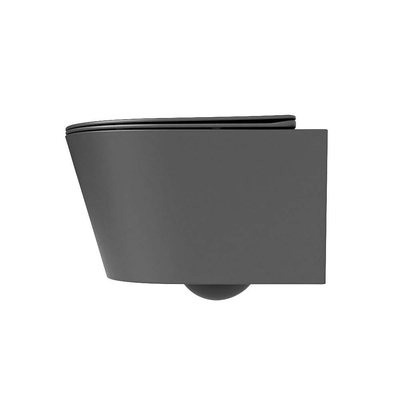 Mondiaz LAVIE WC suspendu – sans bride – 36 x 53 cm – avec abattant softclose – Dark grey (gris)
