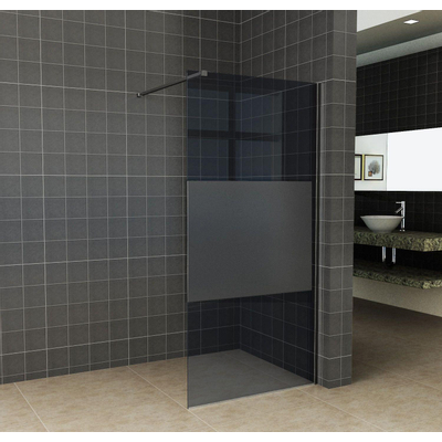 Douche à l'italienne Wiesbaden Slim 100x200cm 8mm verre nano verre fumé mat noir mat