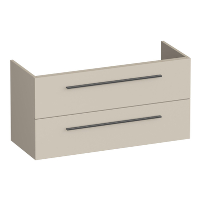 BRAUER Trust wastafelonderkast ondiep 100 excl. opbouwgrepen 2 softclose lades en 1 sifon uitsparing - mat beige