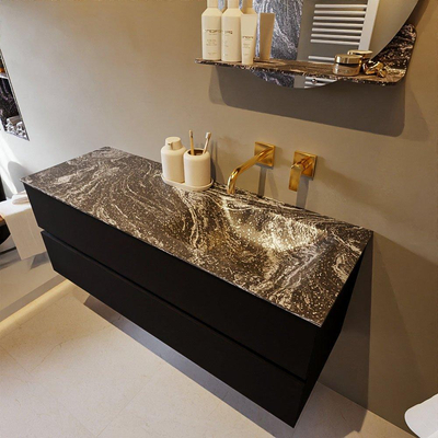 Mondiaz VICA-DLUX ensemble de meuble de salle de bain - 130cm - meuble sous-vasque urban - 2 tiroirs - lavabo encastré cloud droite - sans trous de robinet - miroir modèle spot - version XL 60cm de haut - lave