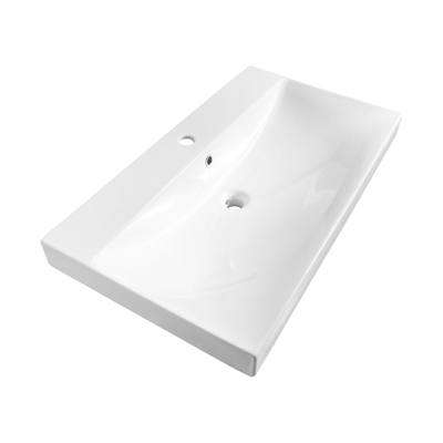 Saniclass Wave Meubelwastafel - 80x46x7.5cm - overloop - 1 wasbak - 1 kraangat - keramiek - wit