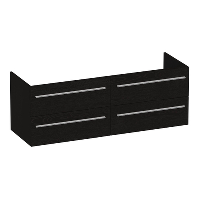 BRAUER Trust wastafelonderkast 140 excl. opbouwgrepen 4 softclose lades en 2 sifon uitsparingen - Timber Black