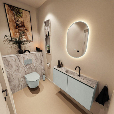 MONDIAZ TURE-DLUX 100cm toiletmeubel Greey. EDEN wastafel Glace positie midden. Met 1 kraangat.