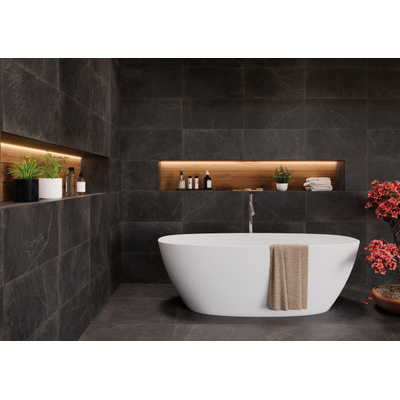 ÉCHANTILLON Terravito Allino carreau mural et de sol - 30x60cm - rectifié - aspect béton - Black mat (noir)