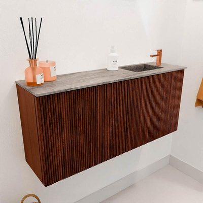 Mondiaz JOYA-DLUX 90cm meuble de salle de bains - couleur Ruby - Vasque FAYE position Droite 1 trou de robinet couleur Oza.