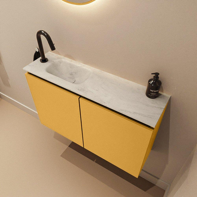 MONDIAZ TURE-DLUX 80cm toiletmeubel Ocher. EDEN wastafel Opalo positie links. Met 1 kraangat.