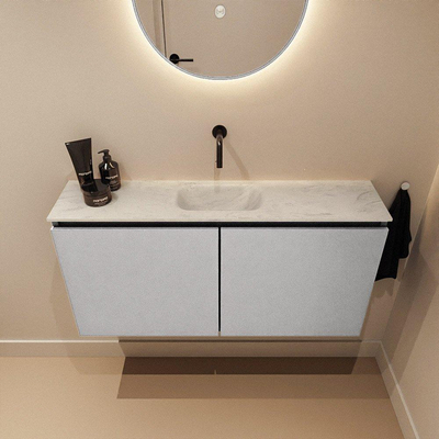 MONDIAZ TURE-DLUX Meuble toilette - 100cm - Plata - EDEN - vasque Opalo - position centrale - sans trou de robinet