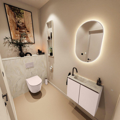 MONDIAZ TURE-DLUX Meuble WC 60cm Rosee. EDEN lavabo Ostra position gauche. Avec 1 trou de robinet.