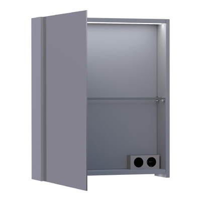 BRAUER Dual Armoire de toilette 59x70x15cm éclairage intégré rectangulaire 1 portes pivotantes MDF Gris mat