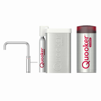 Quooker Fusion Square kokendwaterkraan - draaibare uitloop - Combi+ incl. Cube reservoir - Warm / kokend / bruisend / gefilterd water - Chroom