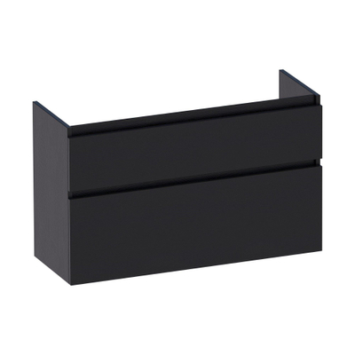 BRAUER Advance Small Wastafelonderkast - 100x39x60cm - 2 softclose greeploze lades - 1 sifonuitsparing - MFC - black wood