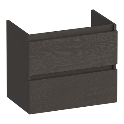 BRAUER Joy meuble sous-lavabo peu profond - 60x39x50cm - 2 tiroirs softclose - sans poignée - 1 découpe pour siphon - Timber Anthracite