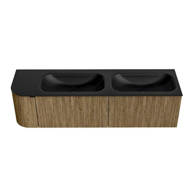 Mondiaz KURVE Badkamermeubelset - 165x46x40cm - 2 lade - 1 deur - wastafel solid surface - dubbel / rechts - zonder kraangat - Dusk