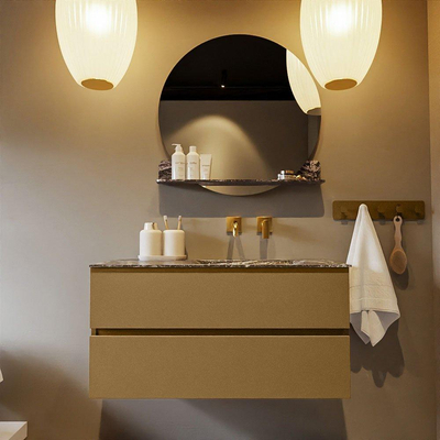 Mondiaz VICA-DLUX ensemble de meuble de salle de bain - 100cm - meuble sous-vasque oro - 2 tiroirs - lavabo encastré cloud droite - sans trous de robinet - version haute de 60cm - lave