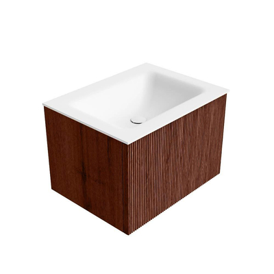 Mondiaz KURVE Ensemble de meuble salle de bain - 60x46x40cm - 1 tiroir - lavabo en solid surface - milieu - 1 trou de robinet - Ruby