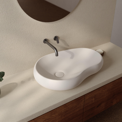 Ideavit Solidseed Opbouw wastafel - 62x42x11 - solid surface - wit mat