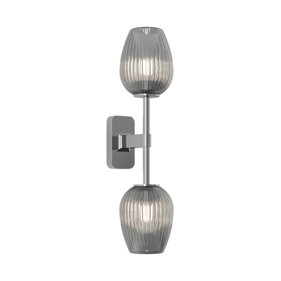 Astro Tacoma Twin Applique/Plafonnier - 230V - IP44 - ovale - cannelé - verre fumé - chrome