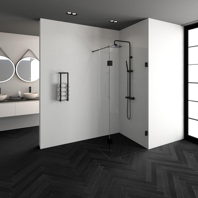 BRAUER Create Inloopdouche - 90x200cm - profielloos - 40cm - draaibare zijwand - antikalk - 8mm veiligheidsglas - antraciet mat