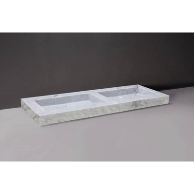 Forzalaqua Palermo Doppio lavabo 140.5x51.5x9cm Rectangulaire 0 trous de robinet 2 lavabos Pierre naturelle Carrara poli & taillé