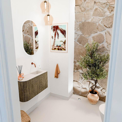 Mondiaz JOYA-DLUX 71.6cm toiletmeubel - ronding links kleur Dusk - Wastafel FAYE positie Rechts Zonder kraangat kleur Meli.