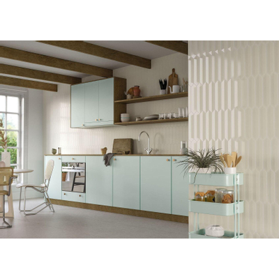 Terravito Ulvara carreau mural - 6.5x33.2cm - 8mm - Hexagone - blanc/crème brillant